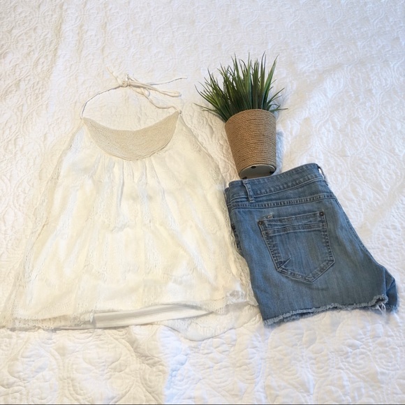 Charlotte Russe Tops - Charlotte Russe Lacy Beaded Halter